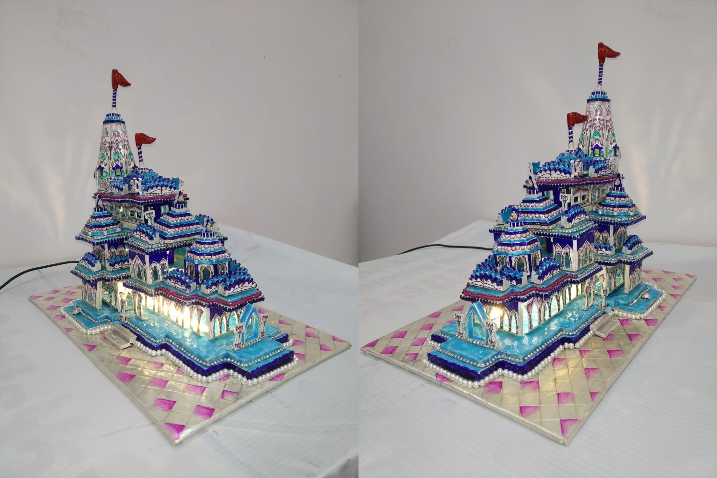 Ayodhya Ram Mandir: वाराणसी में गुलाबी मीनाकारी से बनाई श्रीराम मंदिर की अनुकृति, सोने-चांदी, हीरे का इस्तेमाल