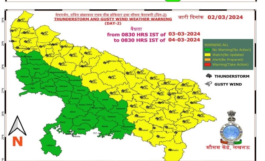 UP Weather Today: यूपी के कई जिलों में अगले तीन घंटे में बारिश और ओलावृष्टि का अलर्ट, जानें मौसम का हाल