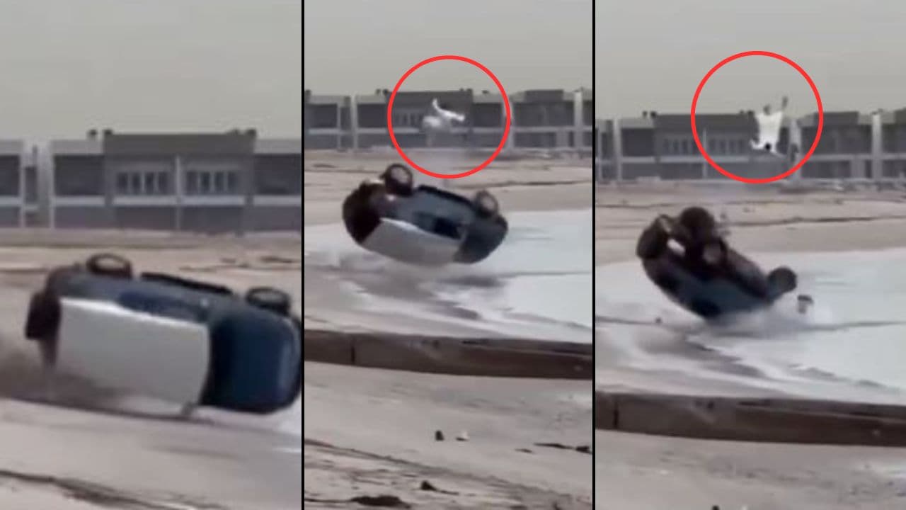 Viral Video: स्टंट हुआ फेल, हवा में 20 फीट उपर उड़ गया ड्राइवर...कार ने मारी 4 पलटी