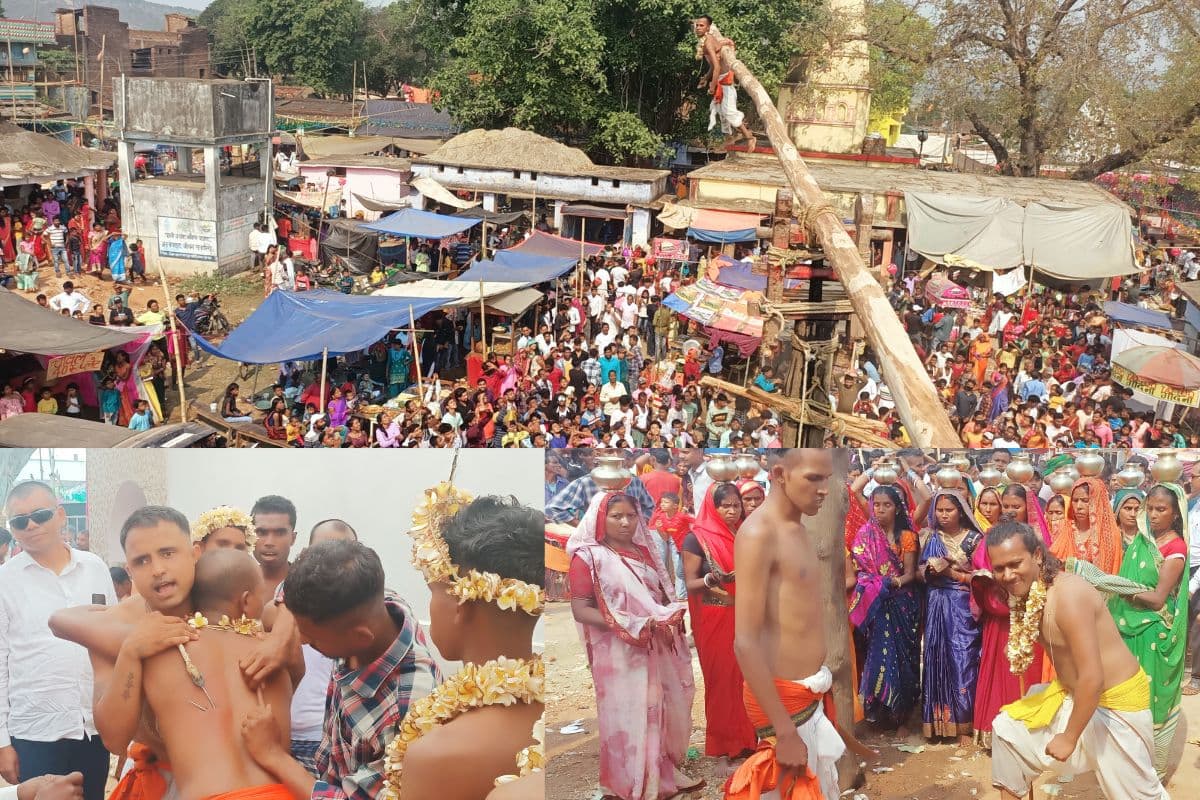 भगता परब: बोकारो में पीठ छिदवाकर व अंगारों पर चलकर दिखायी आस्था, 30 फीट की ऊंचाई पर झूले भगतिया