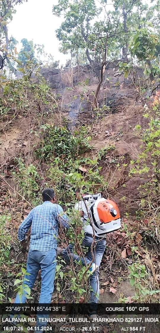 लुगु पहाड़ के जंगल में लगी है आग, बुझाने जुटे वन कर्मी