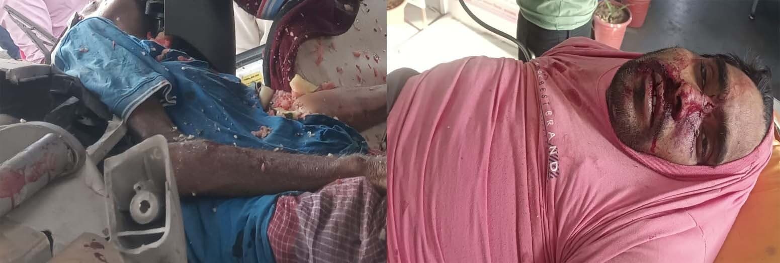 तीन वाहनों की टक्कर, एंबुलेंस में सवार पिता-पुत्र की मौत, भतीजा गंभीर