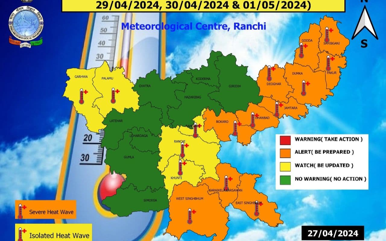 Weather Forecast: झारखंड में प्रचंड HEAT WAVE, 11 जिलों के लिए ऑरेंज अलर्ट, अभी और बढ़ेगा तापमान