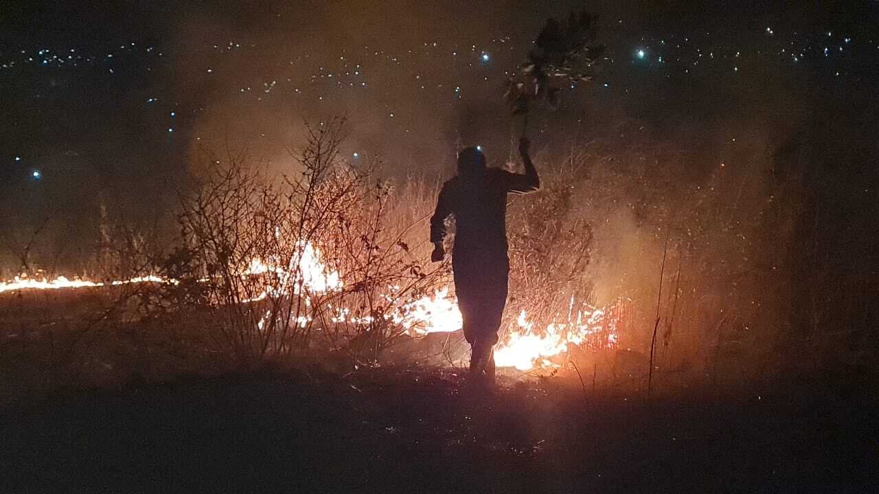 भदुआ पहाड़ी में लगी आग, भेजा दमकल