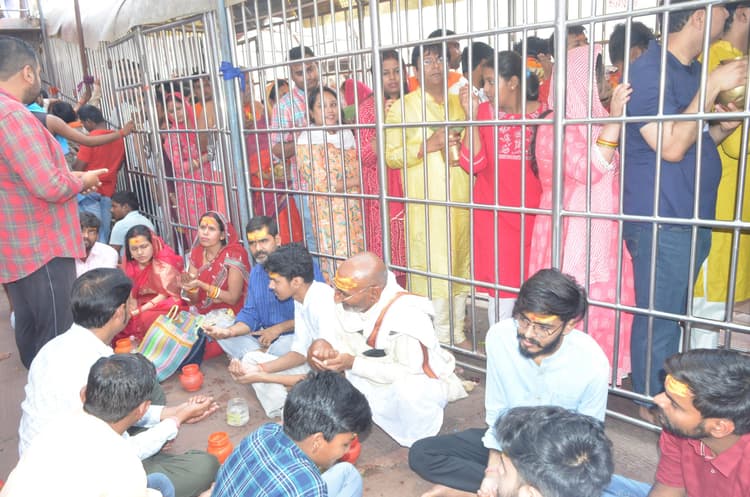 बाबा मंदिर : क्यू कॉम्प्लेक्स के हॉल तक पहुंची कतार, शीघ्रदर्शनम में भी भीड़