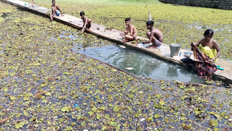 दूषित जल से नहाते हैं, पेयजल के लिए भटकते हैं ग्रामीण