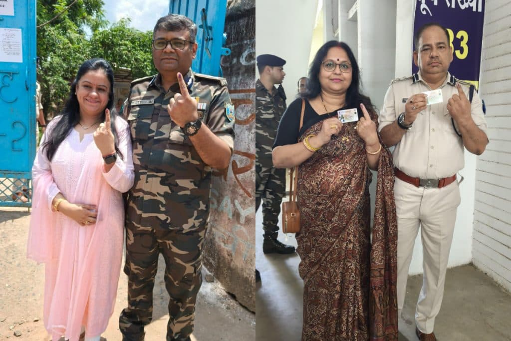 एसएसपी चन्दन कुमार सिन्हा और आइजी एवी होमकर अपनी-अपनी पत्नी के साथ 