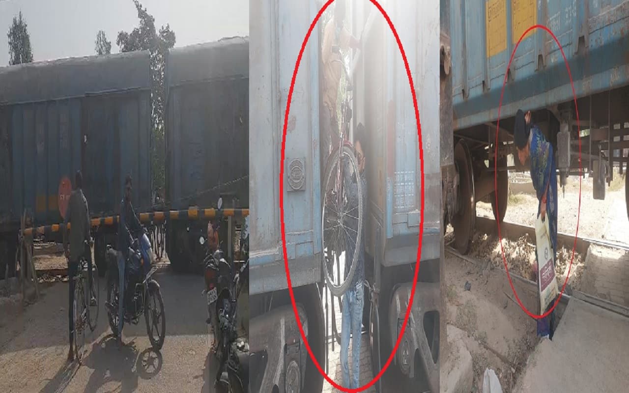 बिहार: दरभंगा में बेपटरी हुई मालगाड़ी तो घंटों गिरा रहा रेल फाटक, जान पर खेलकर गुमटी पार करते रहे लोग