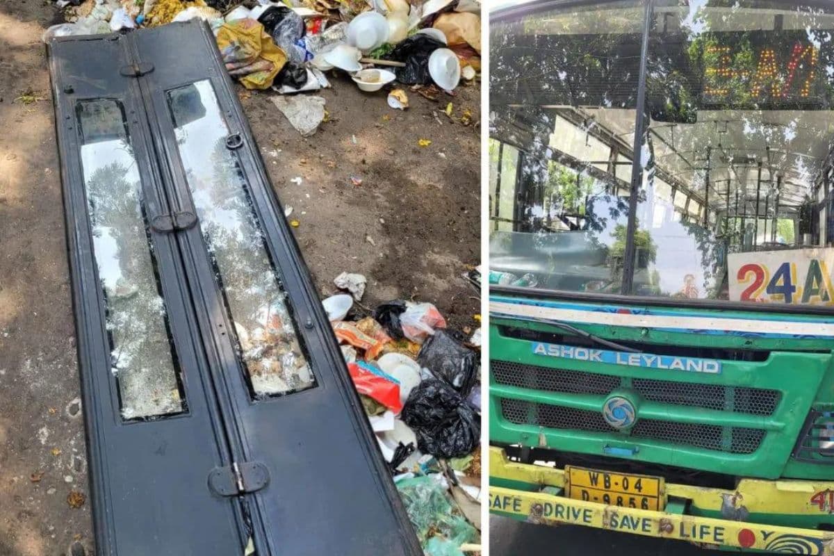 कोलकाता के मौलाली में चलती बस का गेट टूटा, सड़क पर गिरकर कई यात्री घायल