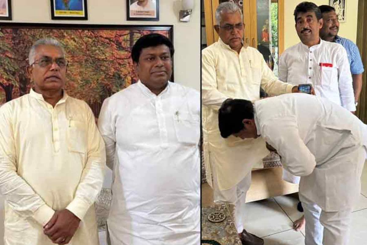 Sukanta Majumdar : दिलीप घोष से आशीर्वाद लेने पहुंचे मंत्री सुकांत मजूमदार, पैर छूकर किया प्रणाम