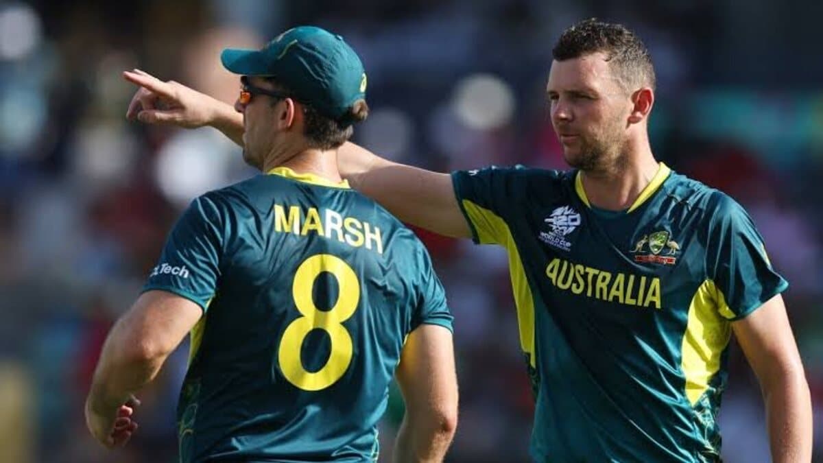 T20 World Cup 2024: Josh Hazelwood and Mitchell Marsh T20 World Cup 2024: Josh Hazelwood and Mitchell Marsh