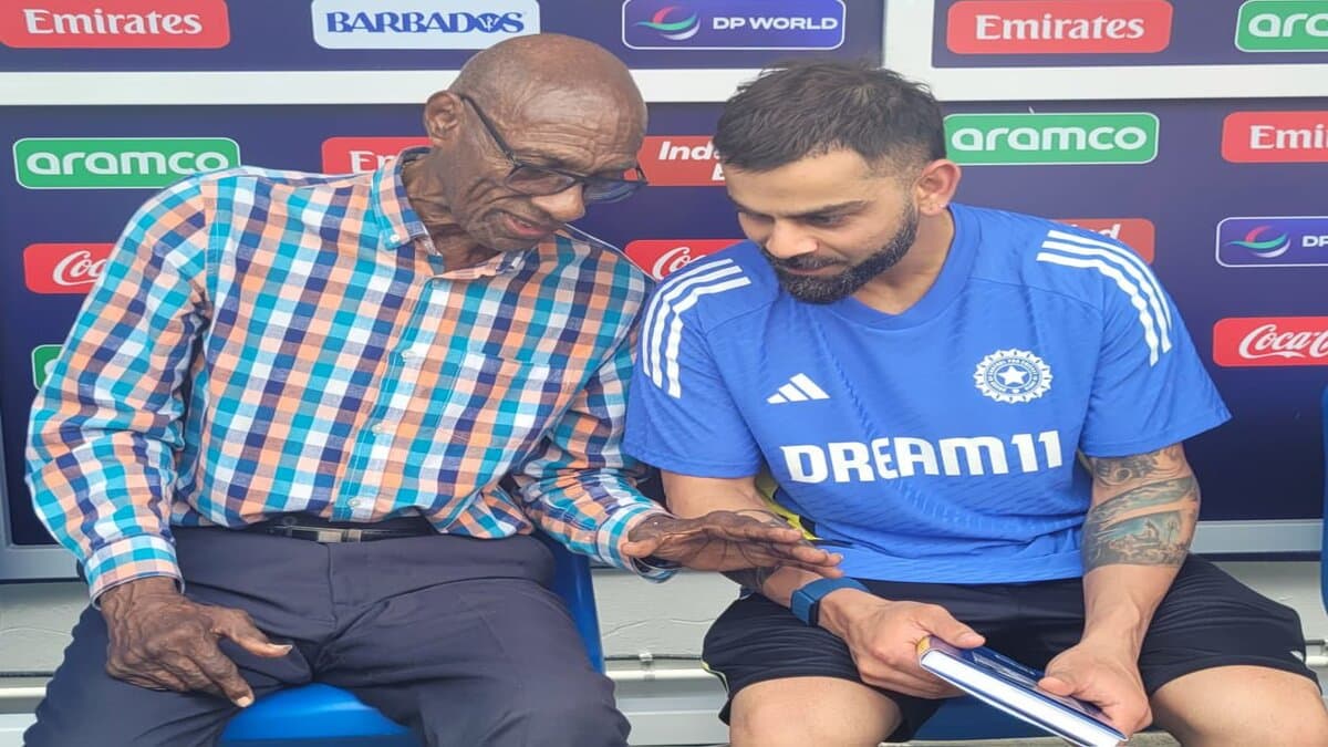 T20 World Cup: Wes Hall (L) and Virat Kohli (R)