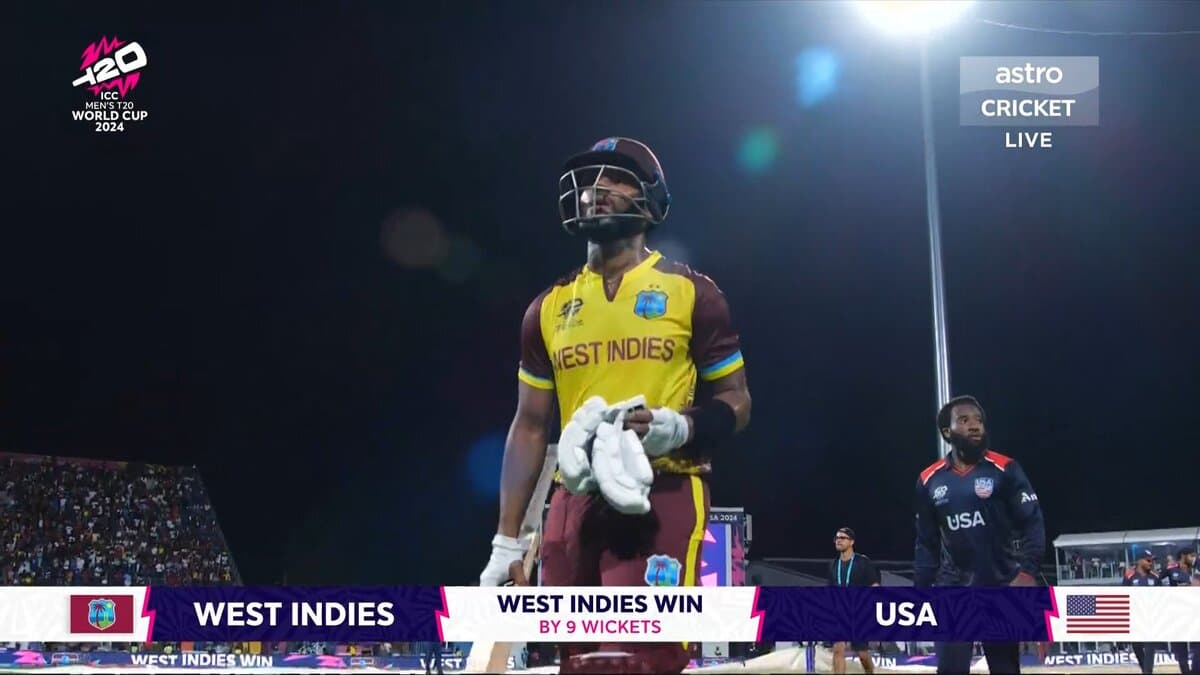 T20 World Cup 2024: वेस्टइंडीज ने अमेरिका को नौ विकेट से रौंदा, सलामी बल्लेबाज शाई होप ने किया कमाल