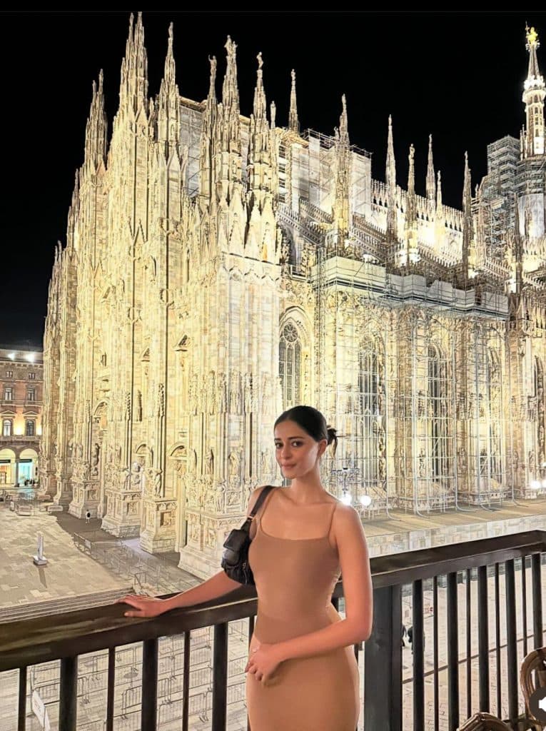 Ananya spotted posing at a cathedral in Milan