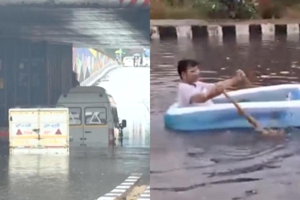 Delhi Rain : बारिश के बाद सड़क पर चलने लगी नाव, जगह-जगह भरा पानी, देखें वीडियो