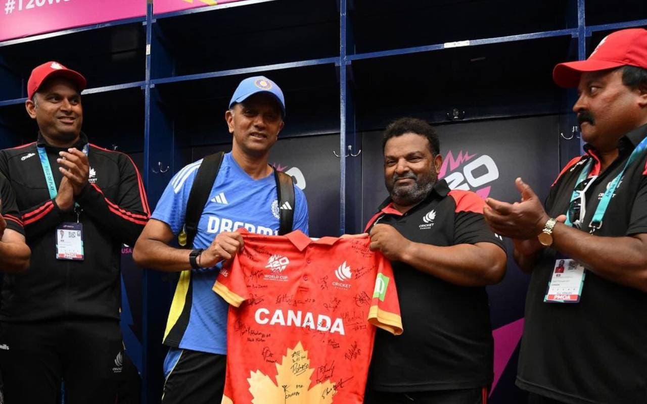 T20 World Cup 2024: कनाडा के ड्रेसिंग रूम में पहुंचे राहुल द्रविड़, खिलाड़ियों का बढ़ाया हौसला, VIDEO