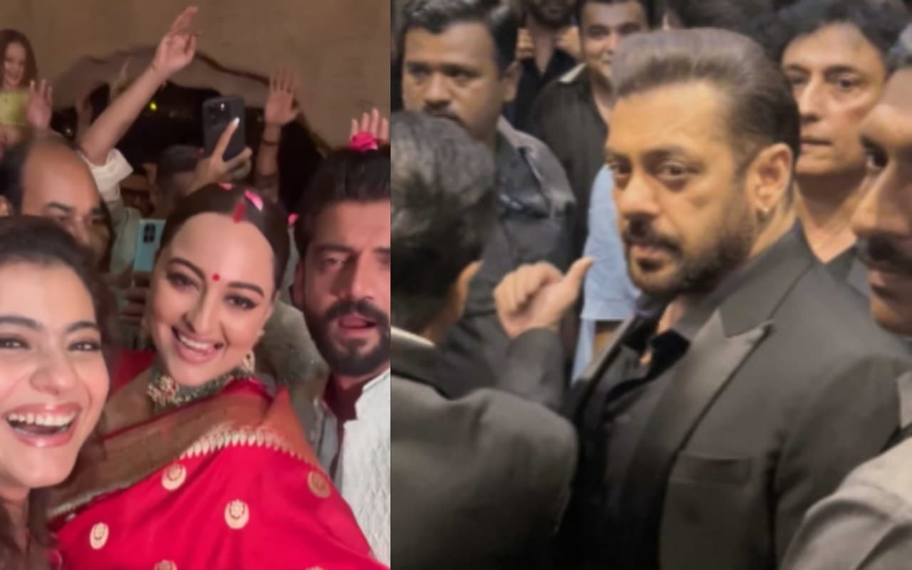 Sonakshi-Zaheer के रिसेप्शन में दिखा सलमान का स्वैग, ढोल की थाप पर न्यूली वेड कपल के साथ काजोल ने किया डांस, VIDEO