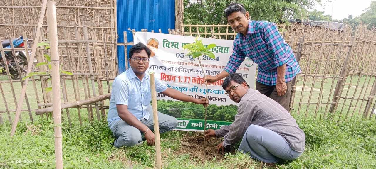 पर्यावरण दिवस पर कोचाधामन प्रखंड में किया पौधरोपण