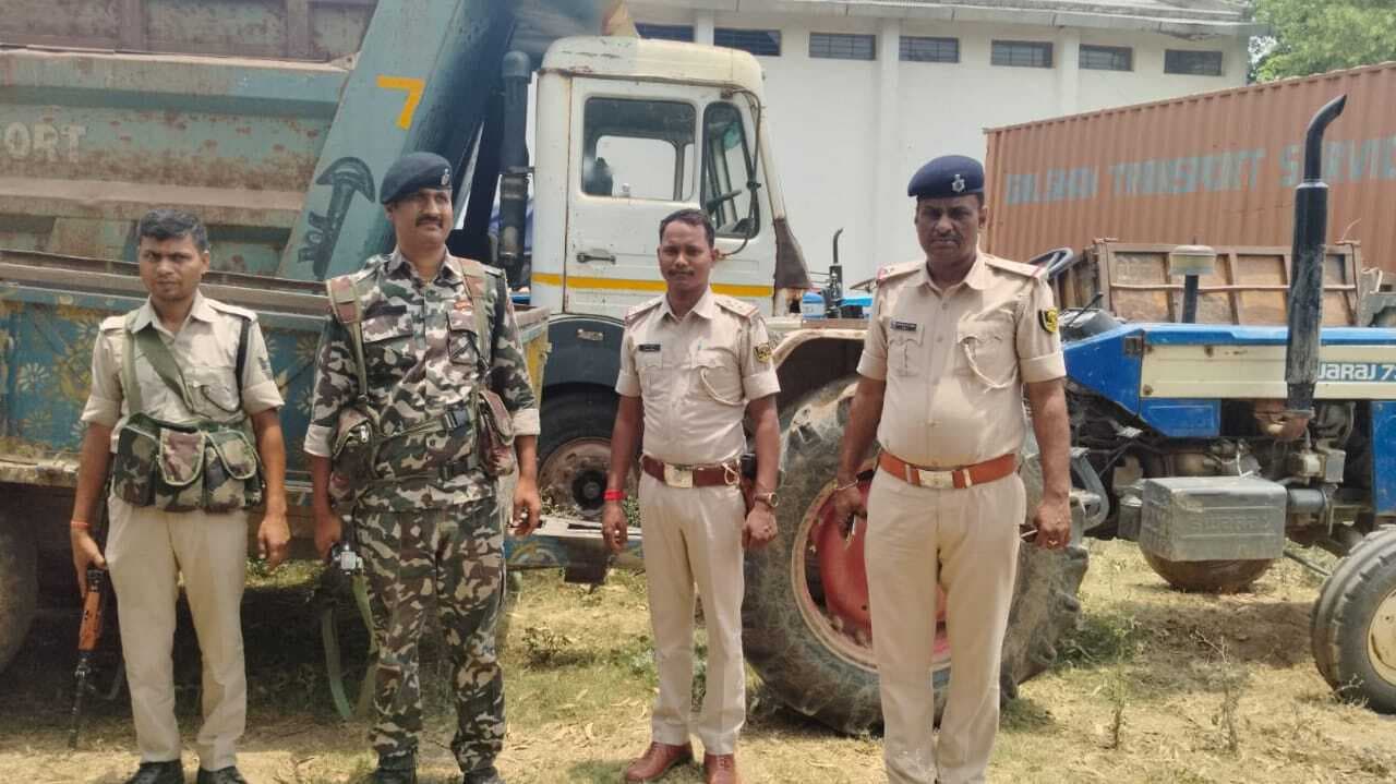 अवैध बालू लदे तीन ट्रैक्टर जब्त, चालक फरार