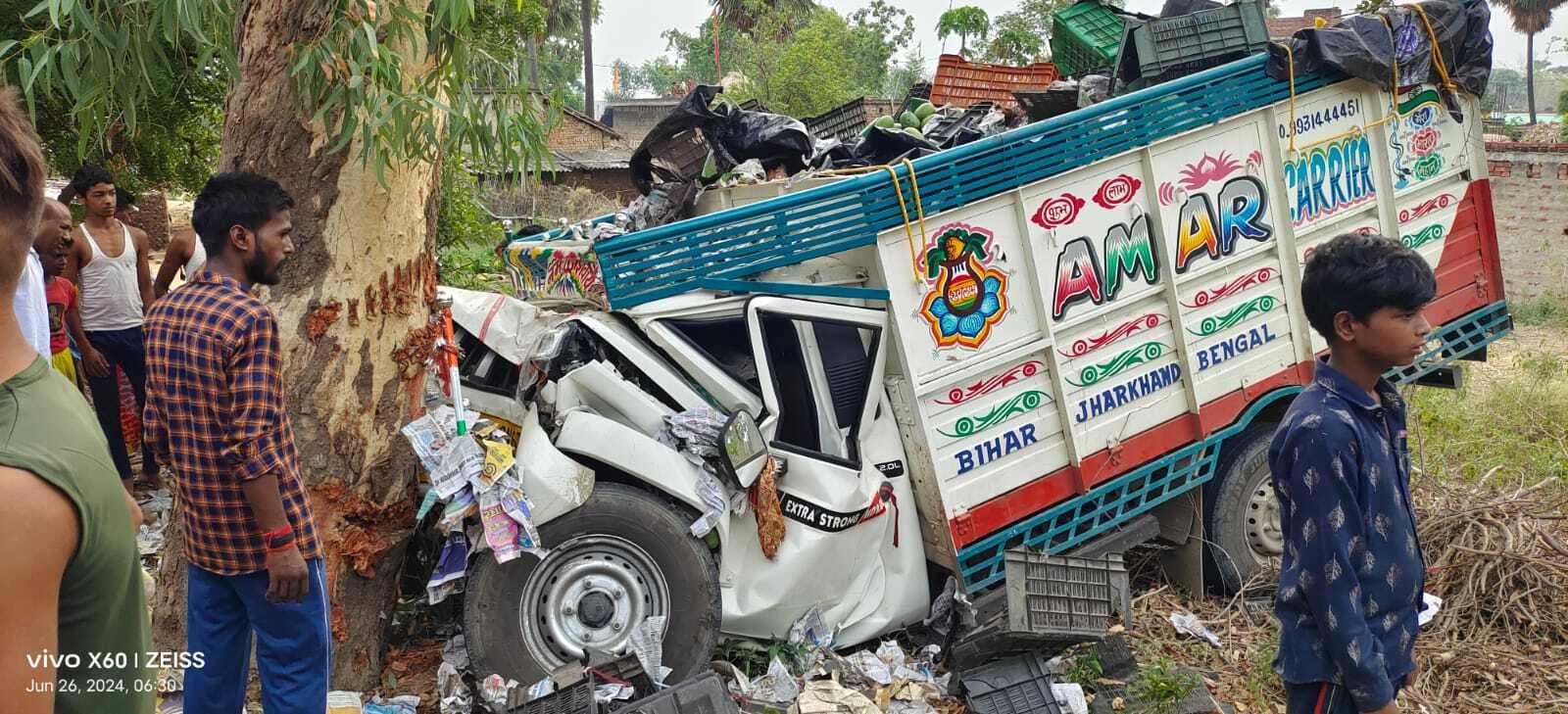 पेड़ से टकराया पिकअप वाहन, चालक की मौत