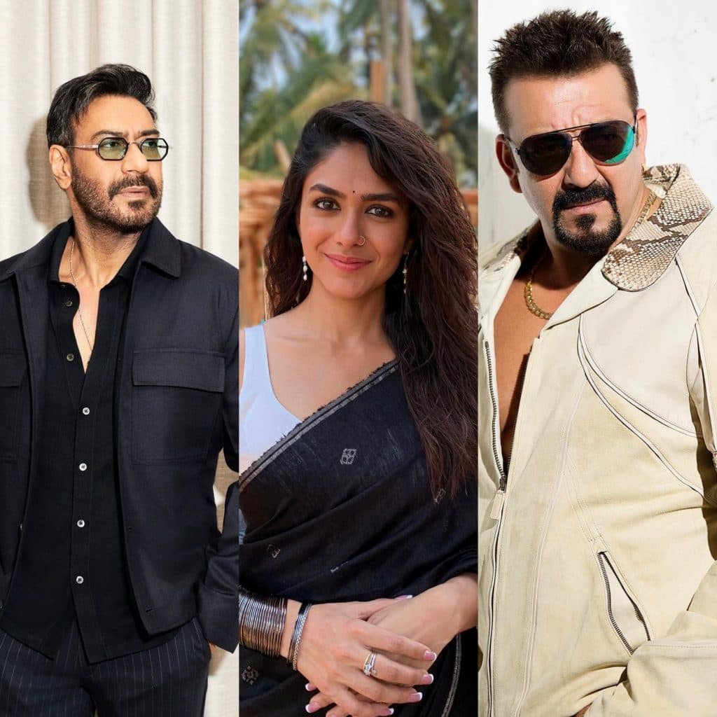 Ajay devgn , mrunal thakur and sanjay dutt