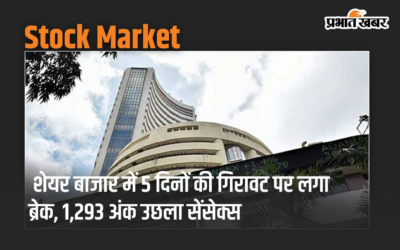 Stock Market में 5 दिनों की गिरावट पर लगा ब्रेक, 1,293 अंक उछला सेंसेक्स