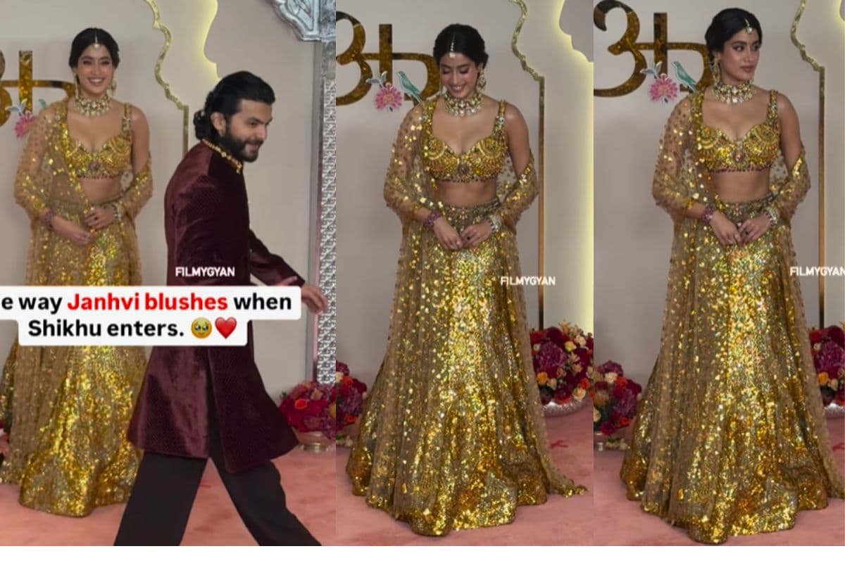 jahnvi kapoor blushes on seeing shikhar pahariya in the wedding jahnvi kapoor blushes on seeing shikhar pahariya in the wedding