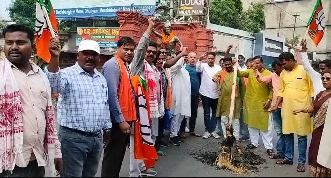 भाजपा कार्यकर्ताओं ने फूंका राहुल गांधी का पुतला