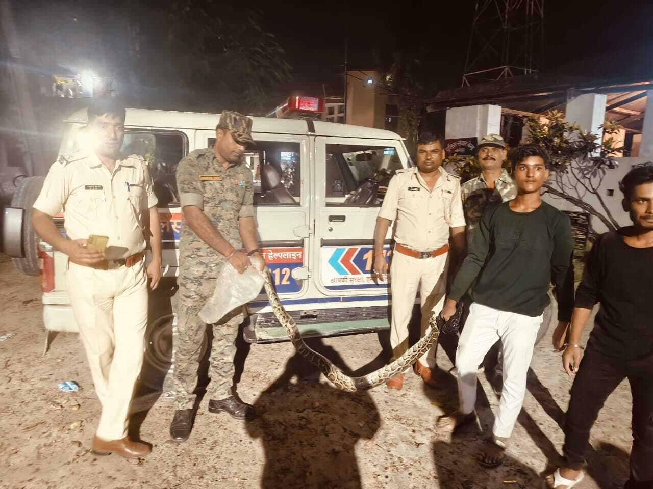 विशालकाय अजगर को किया रेस्क्यू