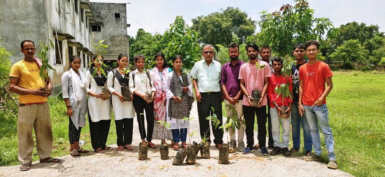 कॉलेज परिसर में लगाये गये 40 फलदार व छायादार पाैधे