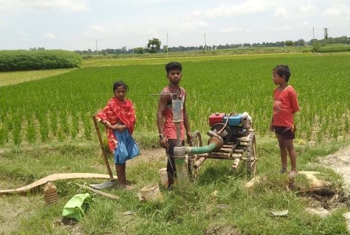 मौसम की बेरूखी से खेतों में सूख रही धान की फसल