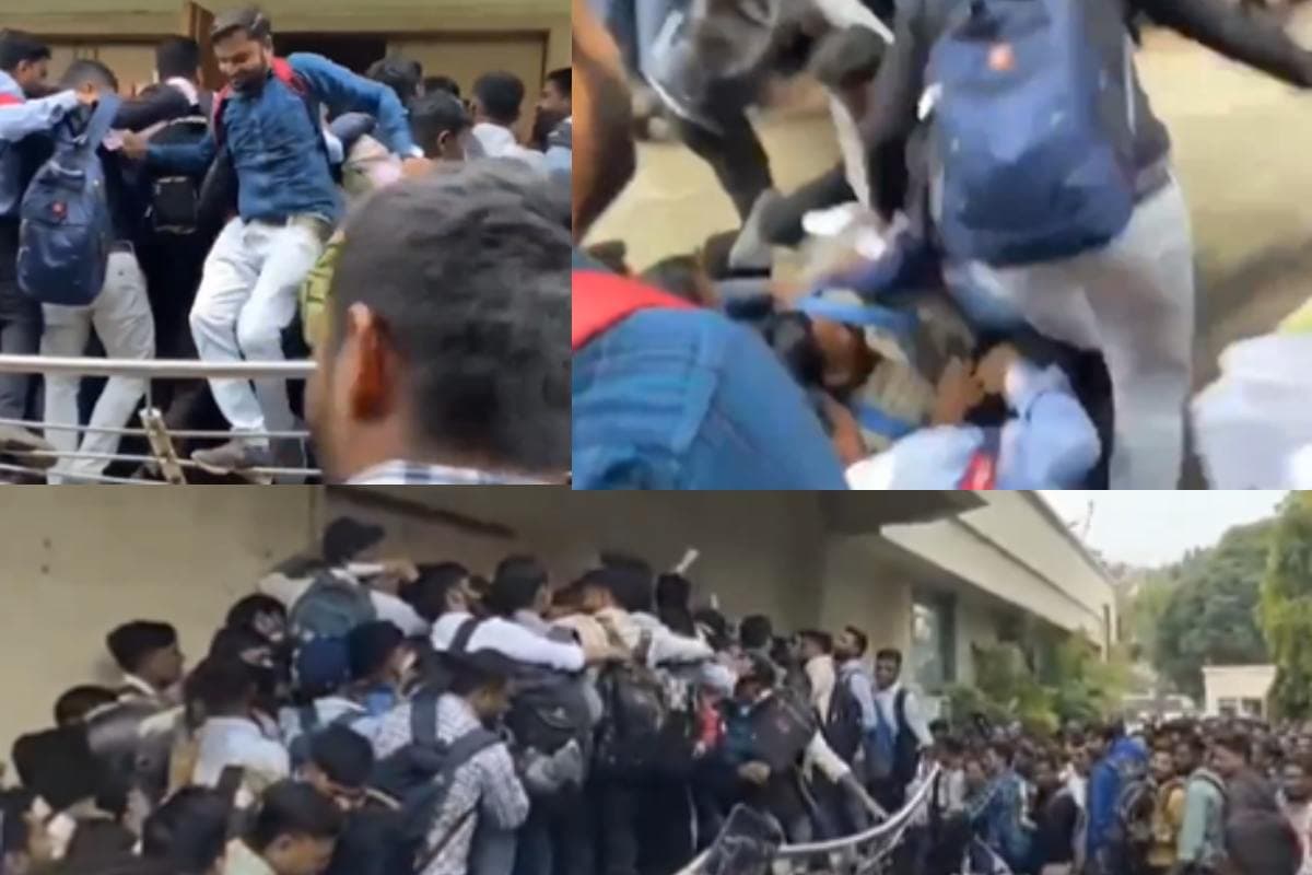 नौकरी के लिए मची भगदड़, टूटी रेलिंग, Video Viral