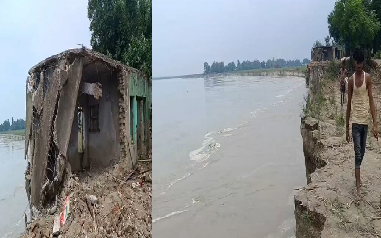 PHOTOS: बिहार में उग्र होकर पूरे गांव को निगल जाती है नदी, जमीन कटकर और घर-मकान ढहकर कोसी में समाने लगे