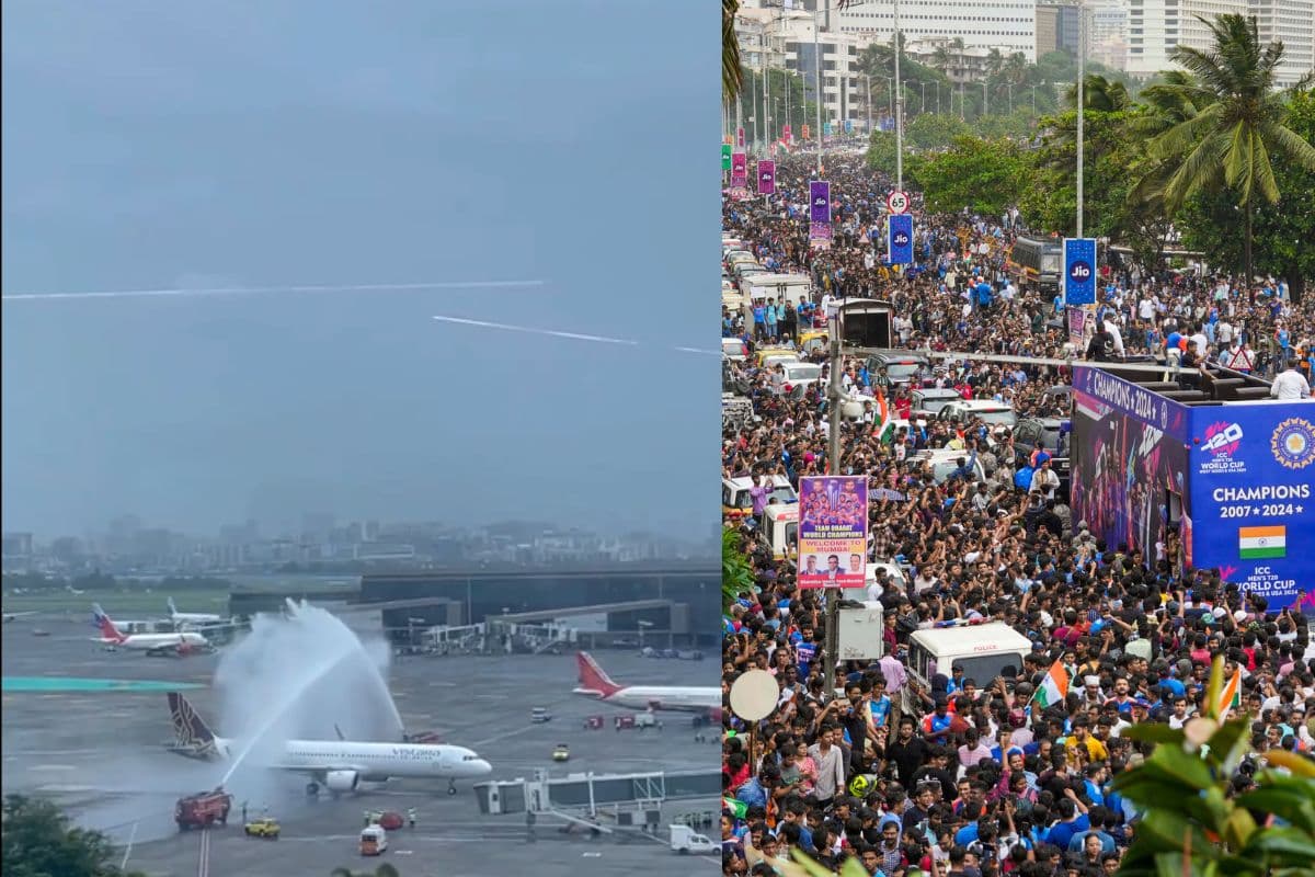 Water Salute: वर्ल्ड चैंपियन को मुंबई एयरपोर्ट पर मिला वाटर सैल्यूट, भव्य स्वागत का देखें वीडियो
