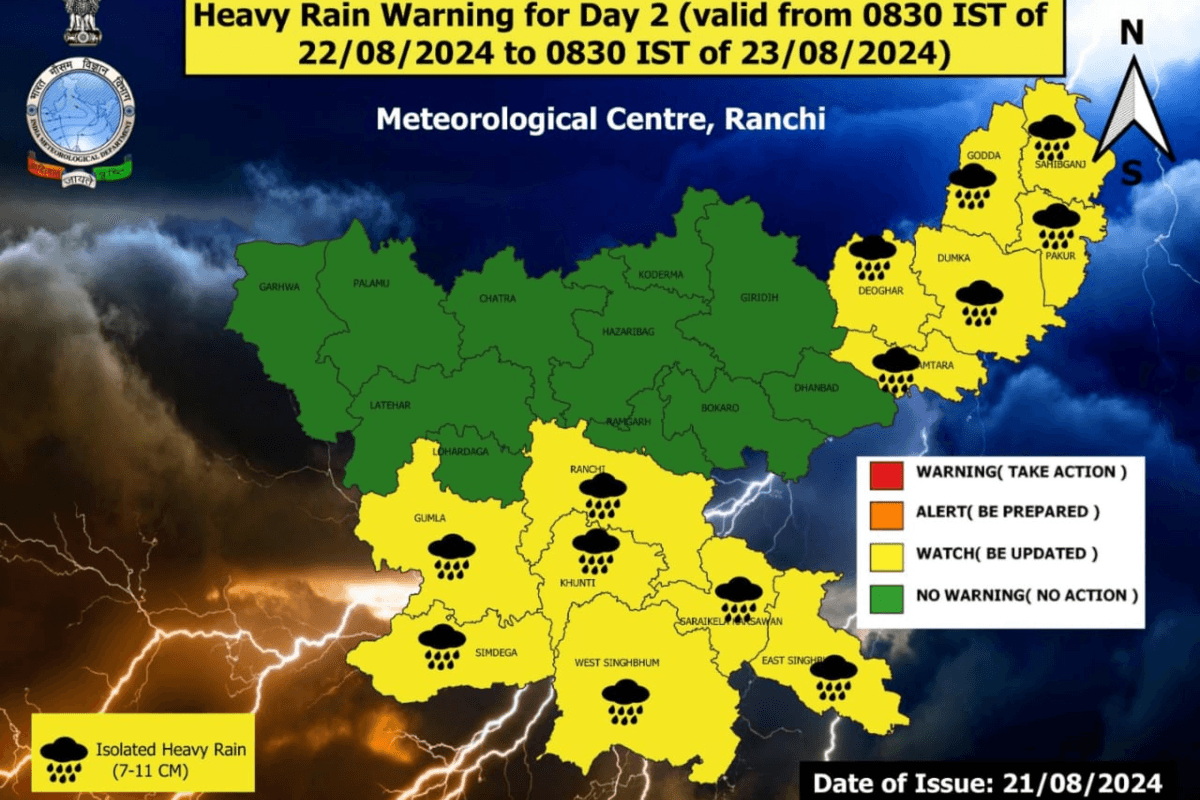 Jharkhand Weather: राजधानी रांची समेत इन जिलों में होगी भारी बारिश, मौसम विभाग ने जारी किया येलो अलर्ट