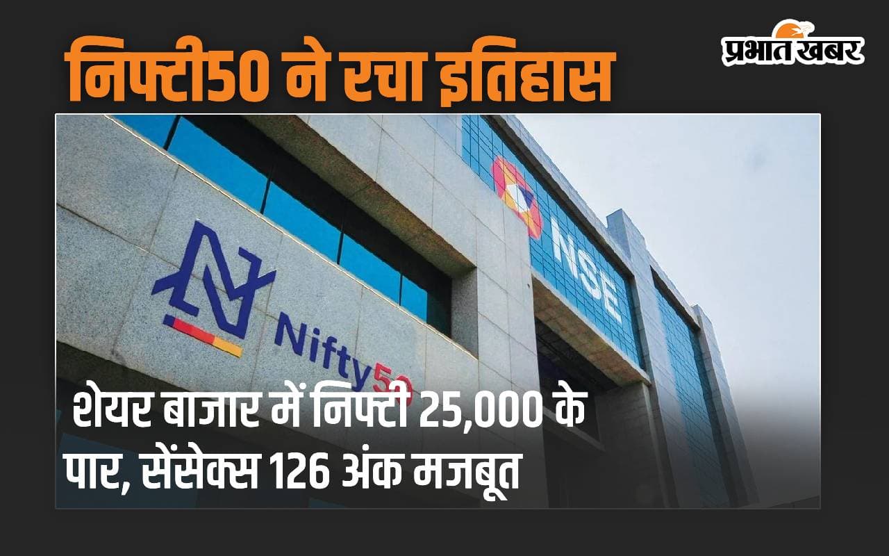 निफ्टी50 ने रचा इतिहास: शेयर बाजार में 25,000 के पार, सेंसेक्स 126 अंक मजबूत