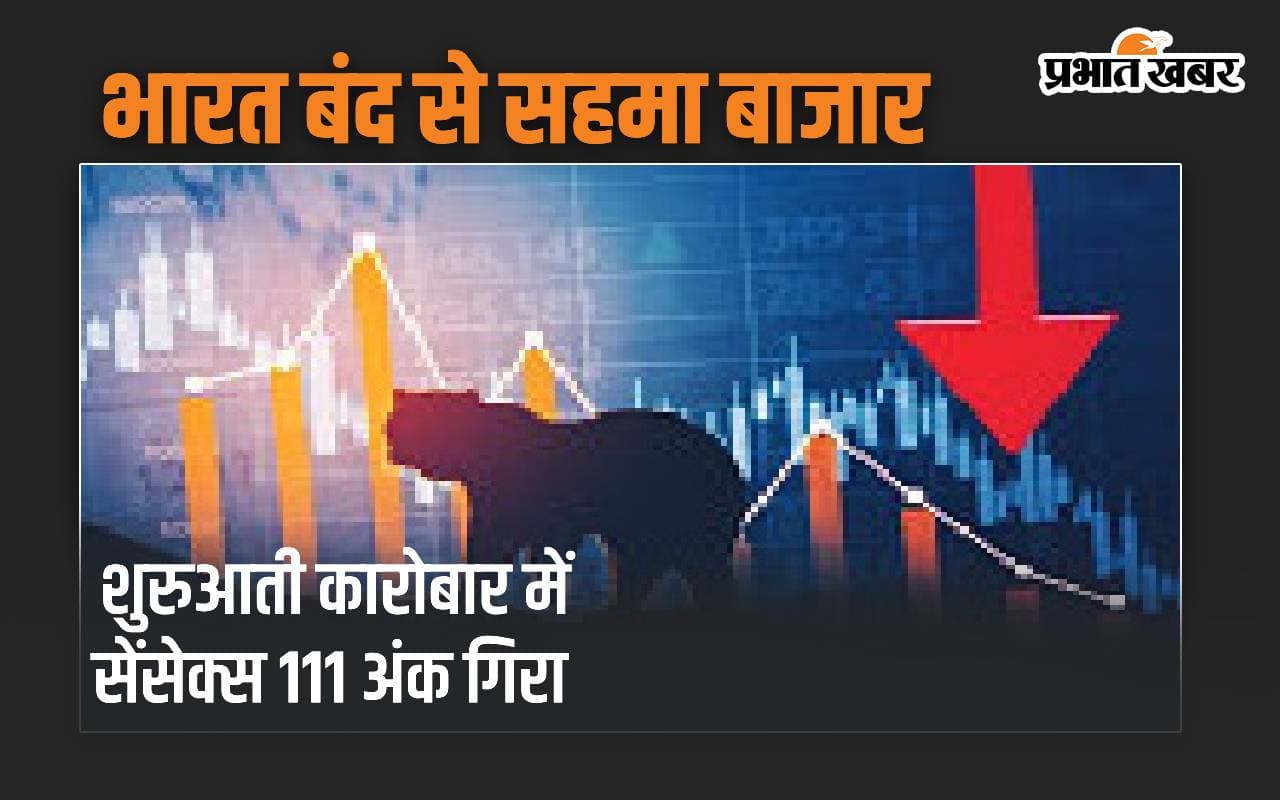 भारत बंद से सहमा शेयर बाजार, सेंसेक्स 111 अंक गिरा