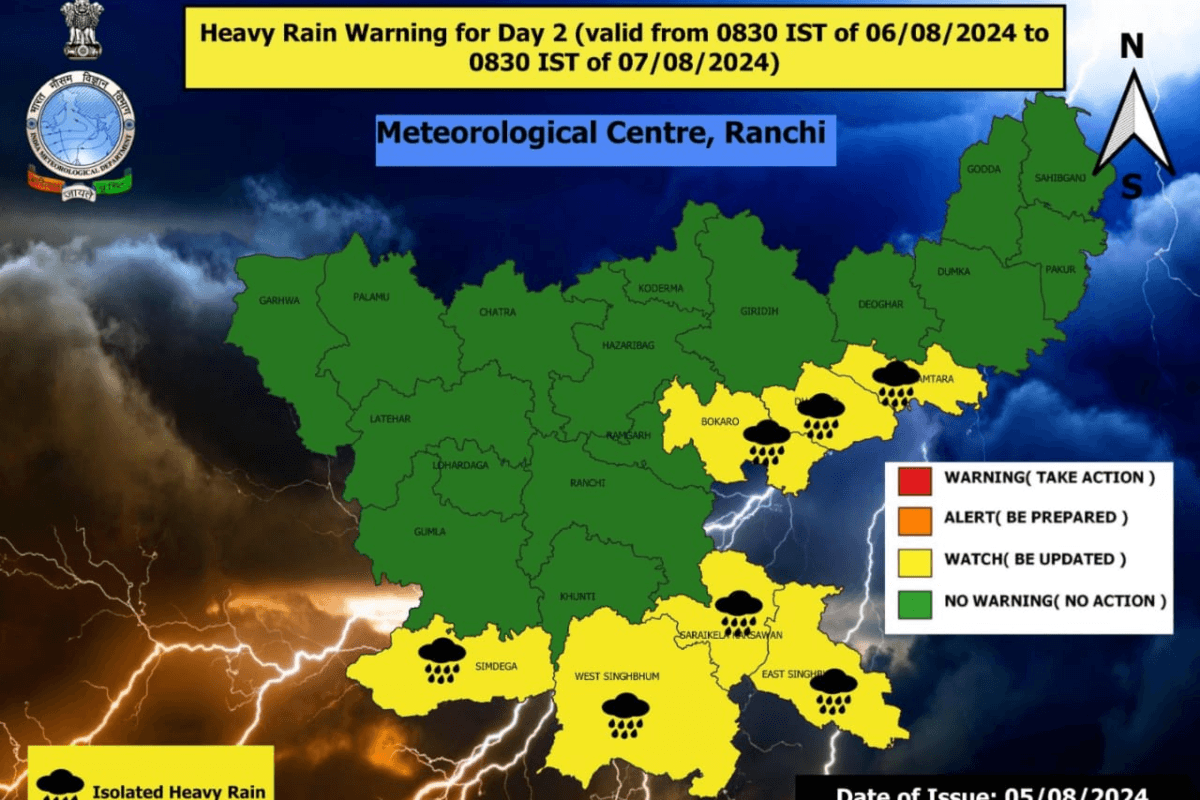 Jharkhand Weather: कोल्हान समेत झारखंड के इन जिलों में होगी भारी बारिश, मौसम विभाग ने येलो अलर्ट जारी कर दी चेतावनी