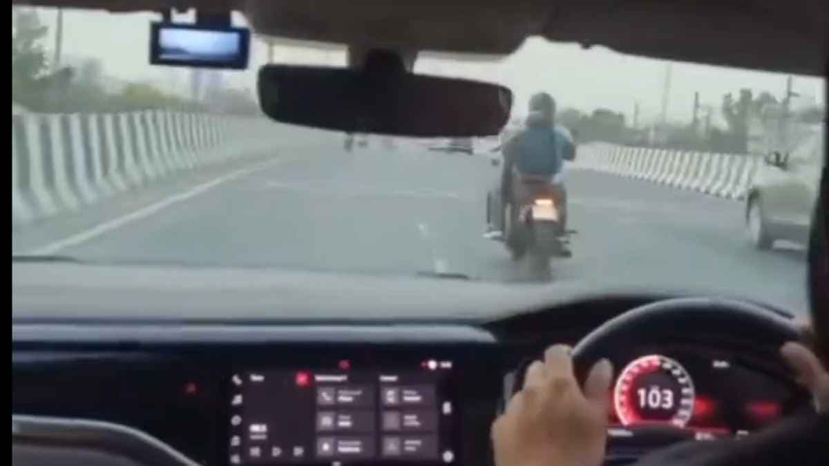 पहले बाइक सवार को टक्कर मारी, फिर ड्राइवर अनदेखा करके चला गया