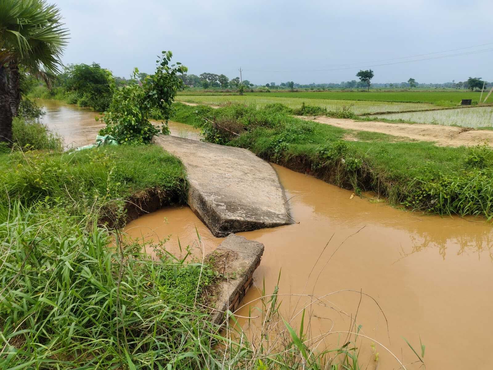 पुलिया धंसी, आधा दर्जन गांवों के किसानों का खेतों से संपर्क टूटा