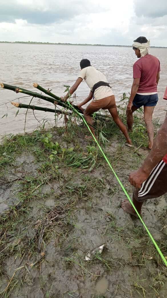 कैदली में जल संसाधन विभाग ने कटाव निरोधात्मक कार्य किया शुरू