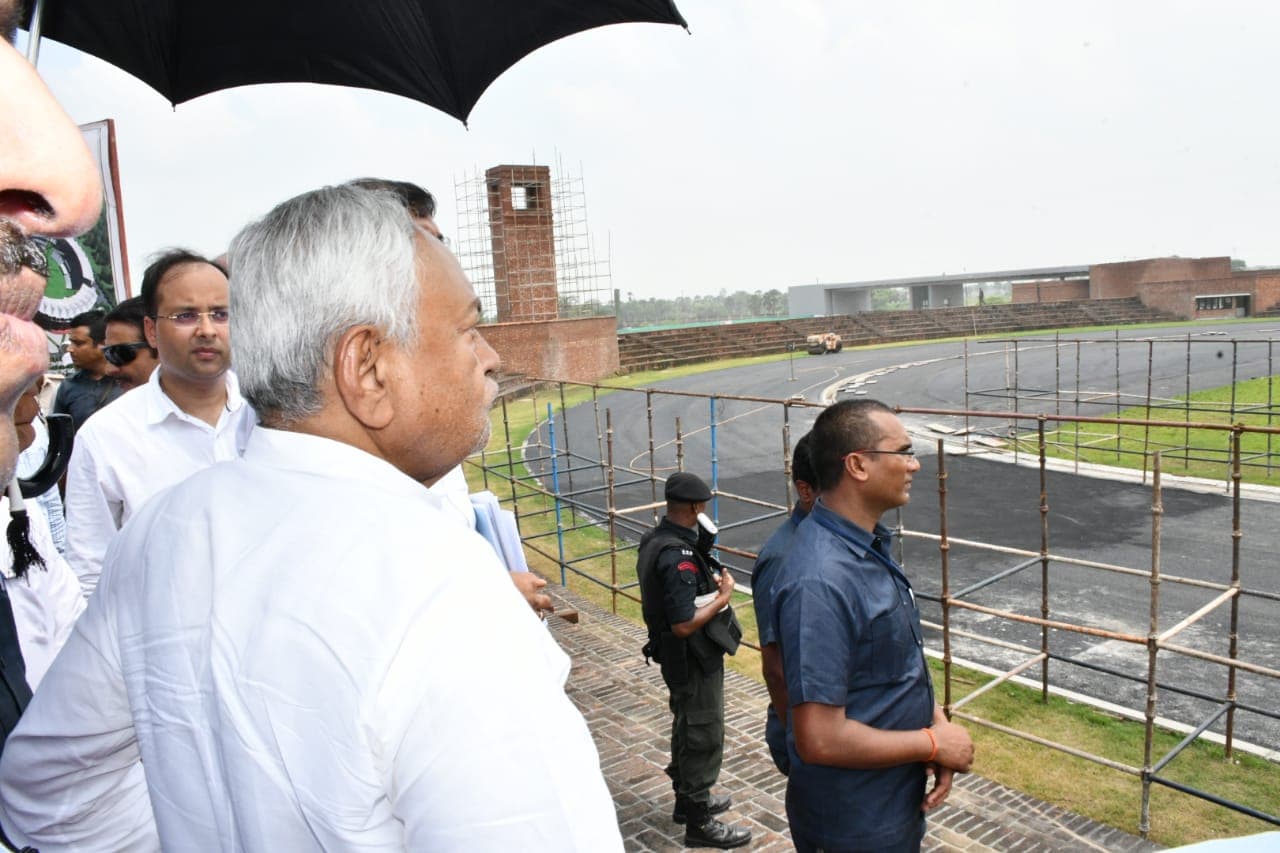 बिहार का पहला राजकीय खेल अकादमी बनकर तैयार, नीतीश कुमार ने लिया निर्माणाधीन राजगीर स्टेडियम का जायजा