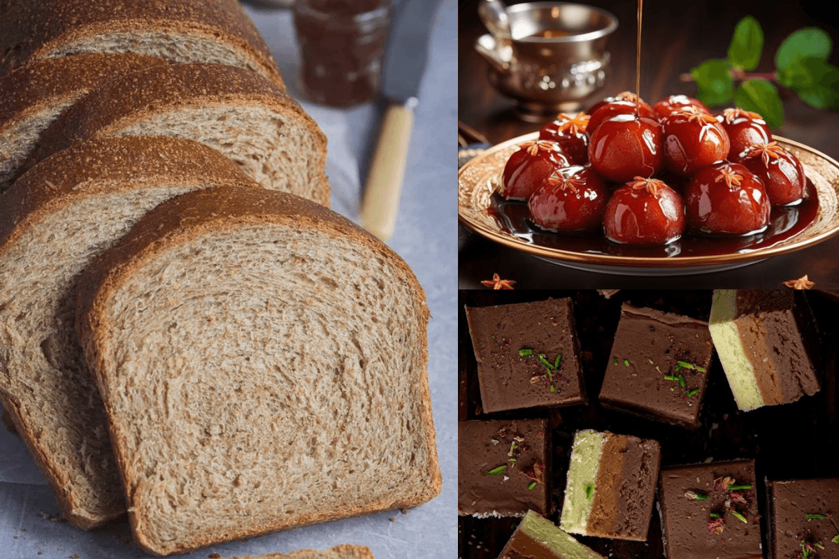Milky Barfi and Gulab Jamun from Bread Slices Milky Barfi and Gulab Jamun from Bread Slices