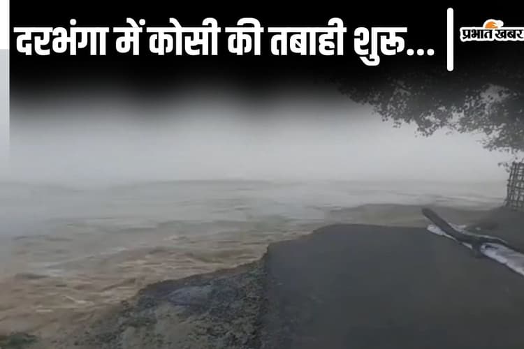 Bihar Video: दरभंगा में कोसी का तटबंध टूटने से मचा हाहाकार, दर्जनों गांव में तेजी से घुसा बाढ़ का पानी