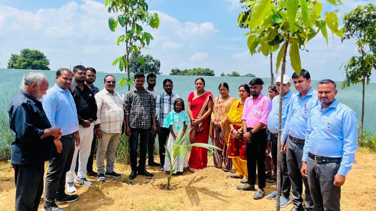 पिता ने बेटी के जन्मदिन पर स्कूल में लगाये पौधे