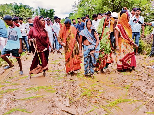 Gaya News : सड़क नहीं बनी, तो गांववालों ने कर दी रोपनी