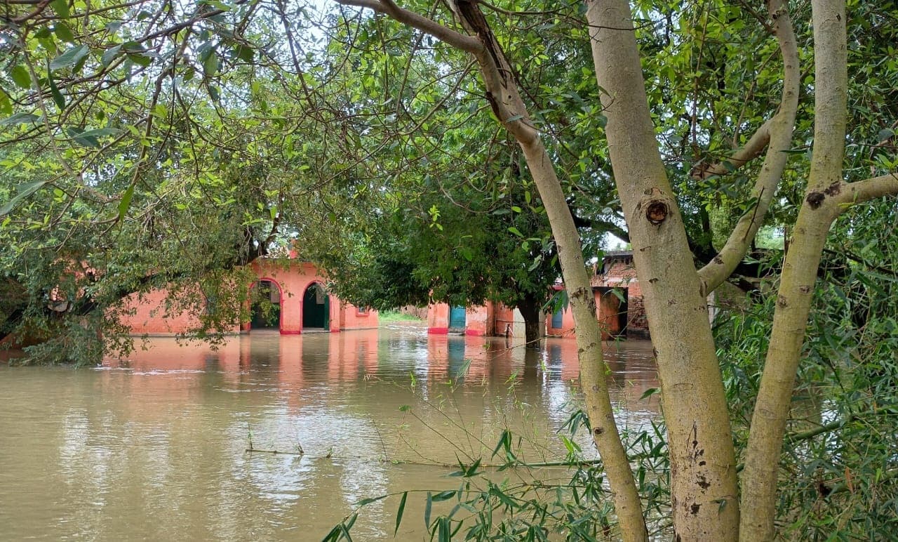 कई गांव तक फैला नदी व केनाल का पानी, सड़क पर जल जमाव