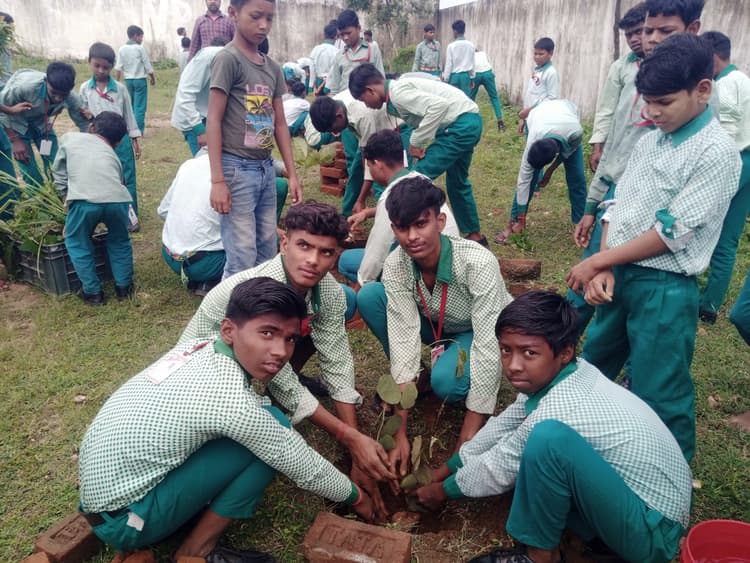 Giridih News:आवासीय विद्यालय अजीडीह के बच्चों ने किया पौधरोपण