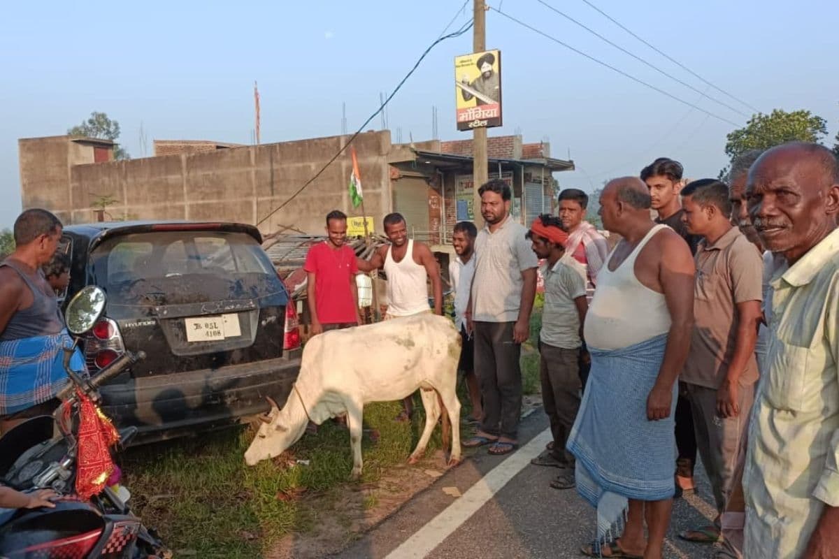 कार से मवेशी चोरी करने आए लोगों को ग्रामीणों ने खदेड़ा, कार-गाय-मोबाइल सब छोड़कर भागे