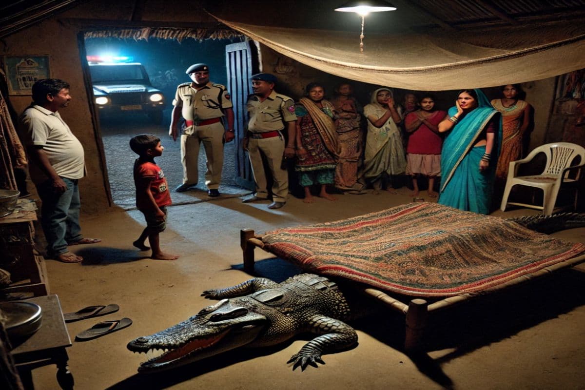 VIDEO: चारपाई के ऊपर महिला और नीचे मगरमच्छ, देखकर चीख न निकल जाए तो कहना